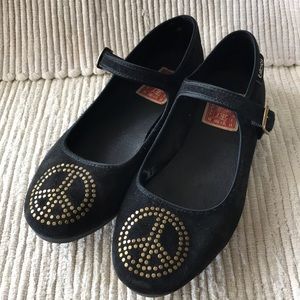 Peace Sign Black Flats